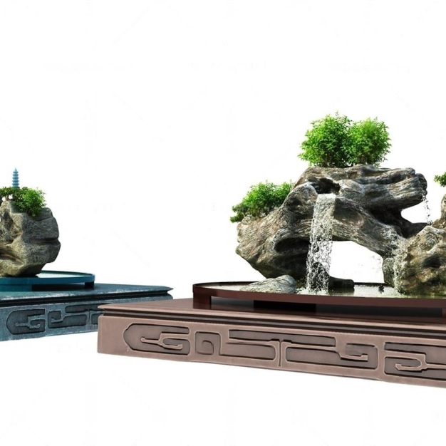 新中式盆景3D模型